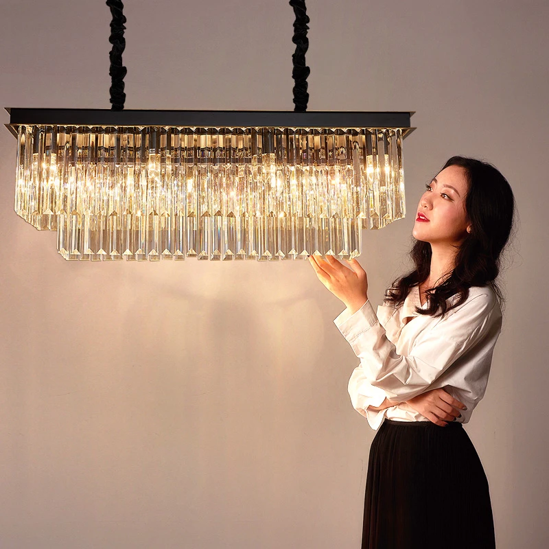 値段 ゴールドまたはブラック新クリスタル現代のledペンダントライトリビングルームダイニングルームキッチンルームバーなどホームデコペンダントランプ