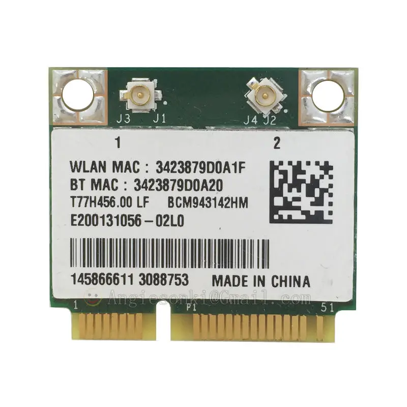 Новый адаптер Broadcom BCM943142HM 150 Мбит/с 2 4 ГГц Mini PCi E 802.11b/g/n WiFi + Bluetooth 0 для DELL Inspiron 13z 17R 3460