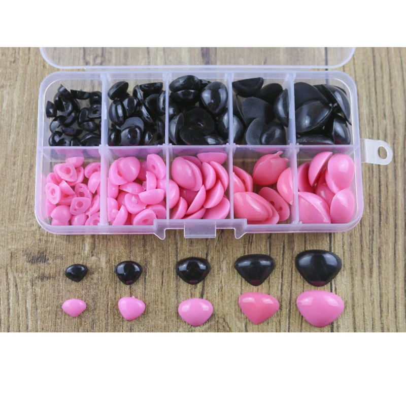 150 шт. круглые плоские черные глаза треугольные для носа пластиковые кукол