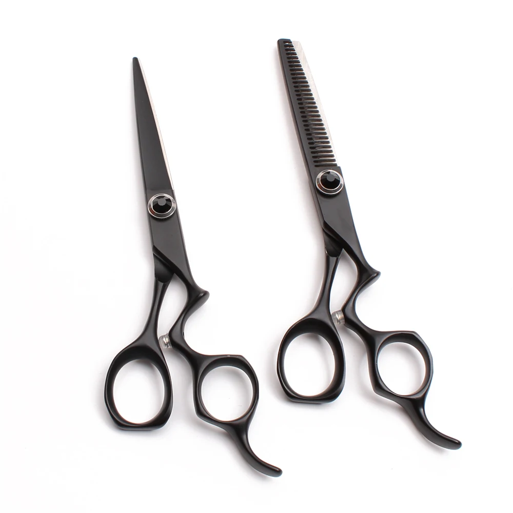 

C9016 5.5" Customized Logo Hairdressing Scissors Black 440C 62HRC Barber Scissors Cutting Scissors Thinning Shears Hair Scissors