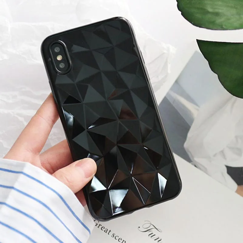 Простой Прозрачный тонкий чехол для iPhone 7 iphone6 6s 8 Plus X XS Max XR 3D геометрическая
