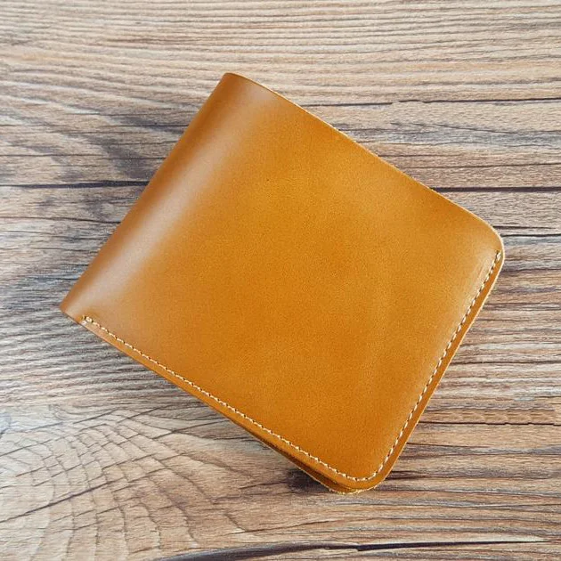 Простой мужской бумажник ручной работы кожаный двойного сложения