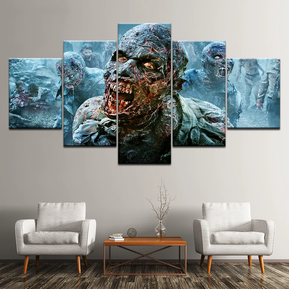 

Canvas Painting zombie the walking dead 5 Pieces Wall Art Painting Modular Wallpapers Poster Print for living room Home Decor