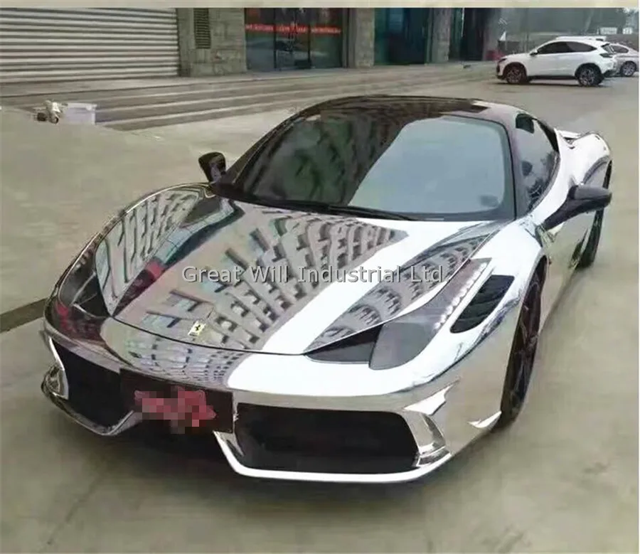 Пленка высокого глянца, гибкая, серебристого цвета, для обтяжки автомобилей с возможностью растяжения, с функцией удаления воздуха, 1,52*20 метров.