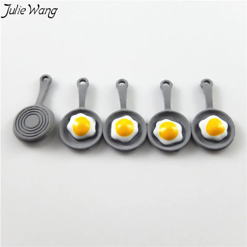 Julie Wang 5 шт. жареное яйцо еда для завтрака желтая белая солнечная сторона подвеска