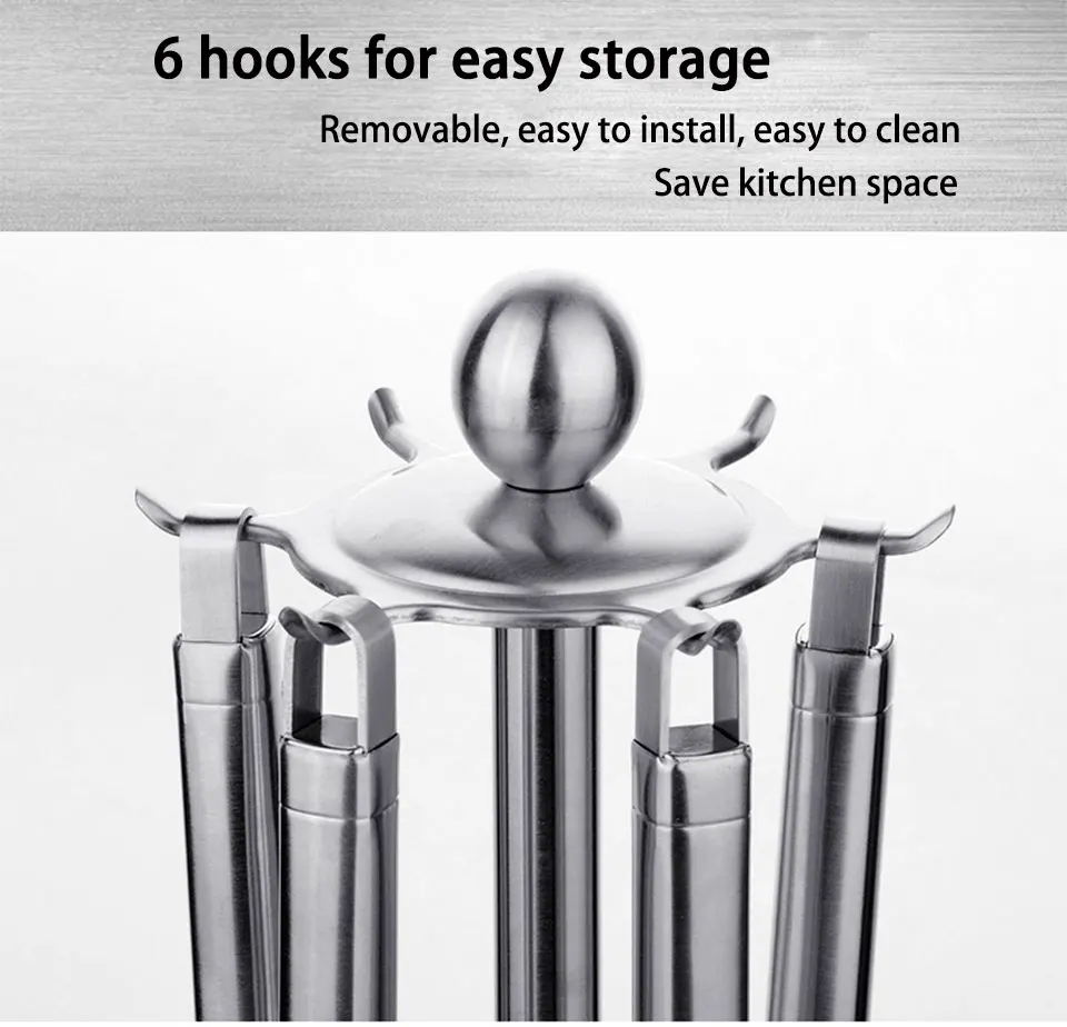 SSGP 5& 7 Pcs Set Of Kitchen Tools 304 Stainless Steel Spatula Soup Spoon Cooking Utensils Accessories With Shelf High Quality