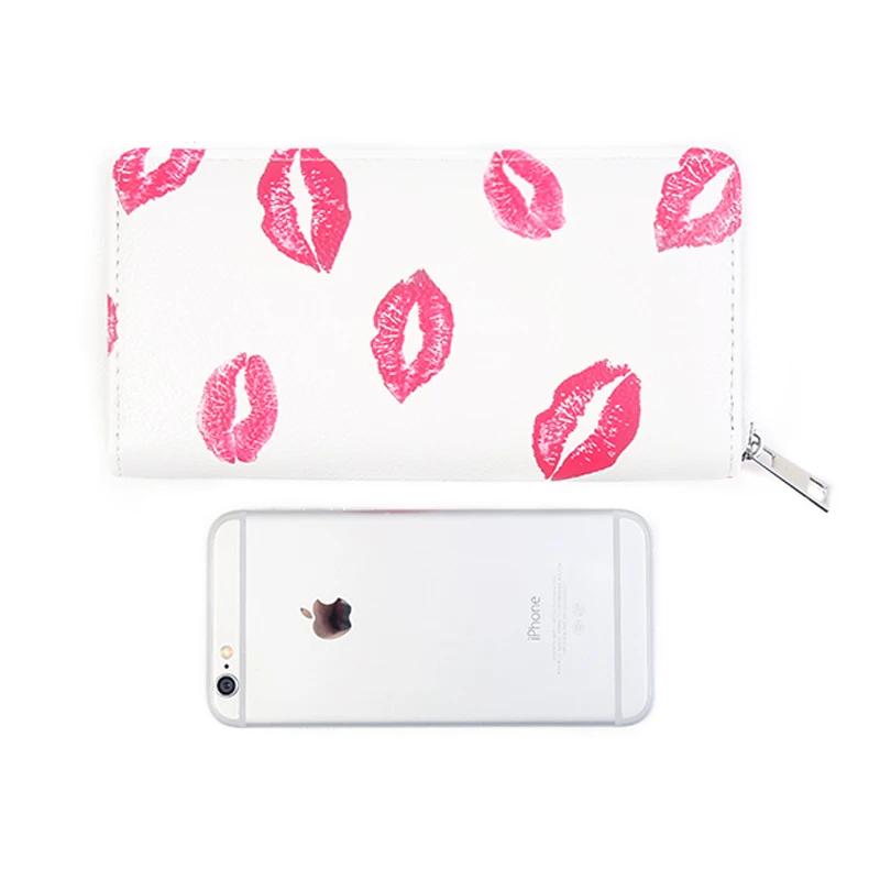 Пикантная красная помада с принтом Женский кошелек кожаный бренд сумки для денег