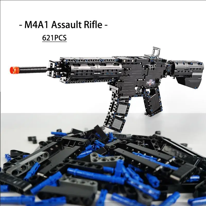 DIY M4A1 карабин блок пистолет крутое оружие 621 шт. строительные модели блоки