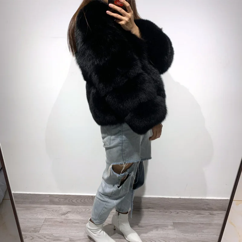 Женская куртка из натурального меха пальто лисьего меха|Шубы и дубленки| |