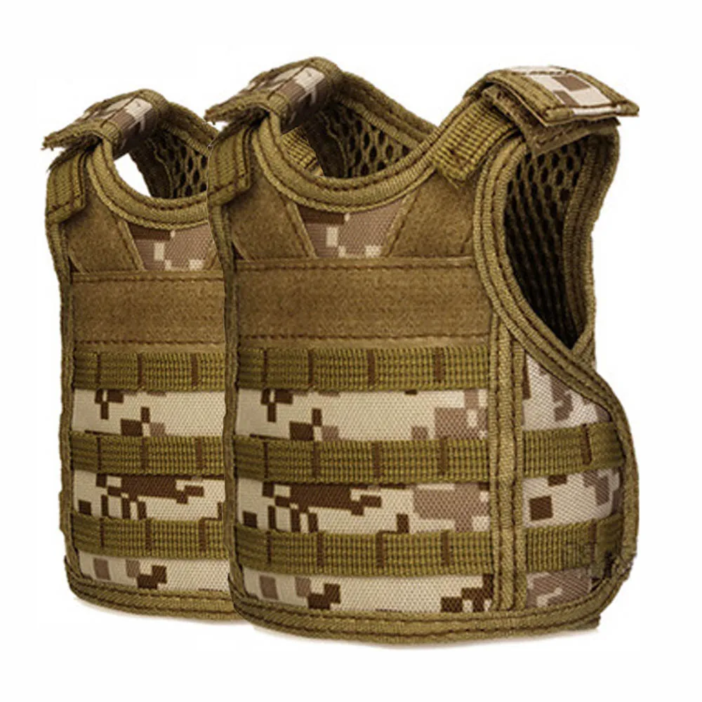 2Pcs Desert Digital Тактический жилет TENNEIGHT Tacticaln Beer, военный Мини Миниатюрный охотничий жилет, набор для бутылок и напитков, регулируемые плечевые ремни - Цвет: 2Pcs Desert Digital