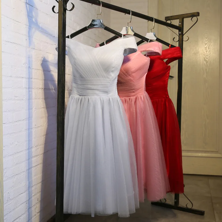 robe de soriee New Tulle Short Bridesmaid Dress 2017 A-line Wedding Bridal Dresses Vestido De Festa Summer Party | Свадьбы и