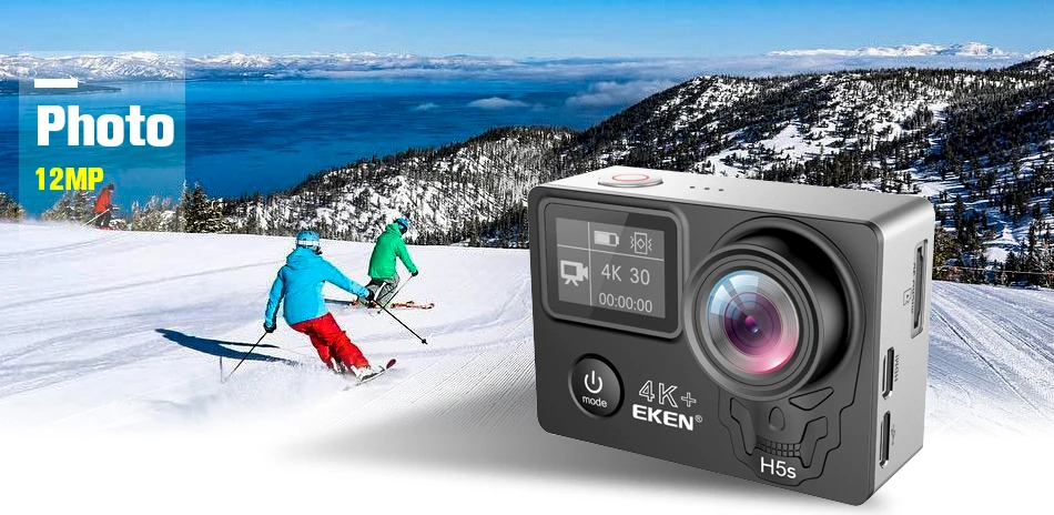 Экшн-камера EKEN H5S Plus HD 4K 30fps EIS с чипом Ambarella A12 внутри 30 м водонепроницаемая Спортивная камера с сенсорным экраном 2,0 дюйма