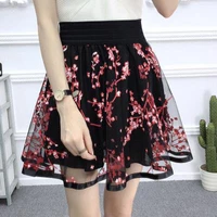 zuolunouba new casual grid cherry blossoms floral lace skirts women a line mini black skirts female high waist prevent exposure