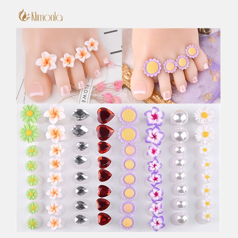 

8 Styles Silicone Toe Separator Daisy Flower Sunflower Waterdrop Pedicure DIY Foots Toe Nail Art Tools Set For Home and Salon