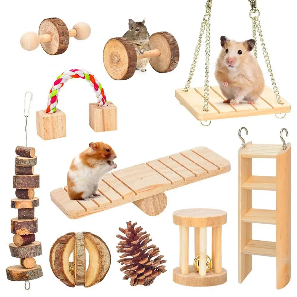 10Pcs Wooden Bell Swing Rabbit Hamster Cat Dog Teether Chew Play Toy Pet Supply New Arrival | Дом и сад