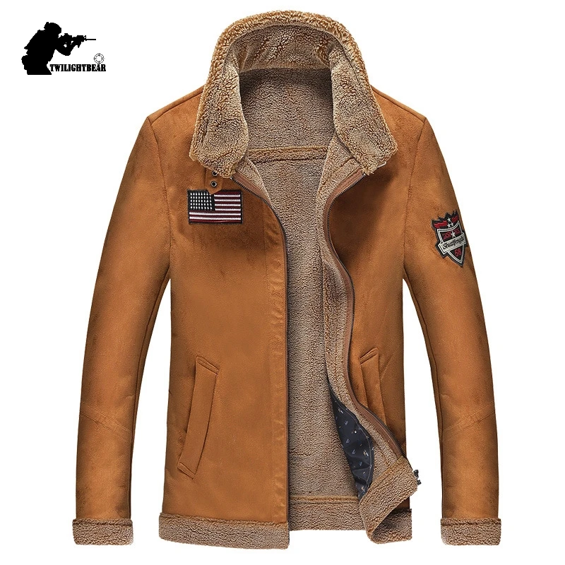 

New Men's Fur Leather Jacket Winter 4XL Fashion PU Military Male Bomber Jacket Men Casual Leather Coats Clothing Outwear AF1994