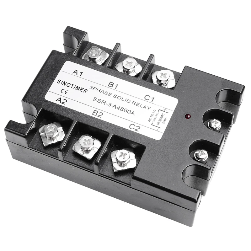 Полупроводниковое реле Reley A4860A 3 фазы твердотельные SSR 60A AC-AC 30-480V переменный ток