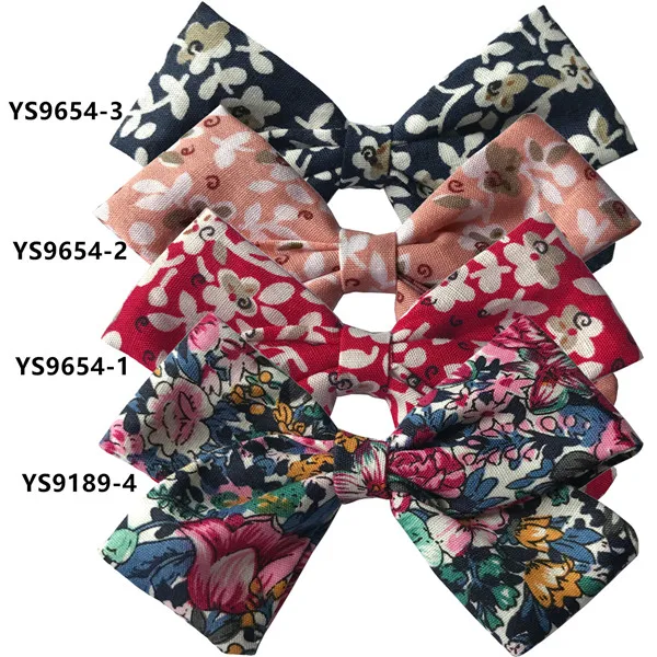 Floral Set 2 4 предмета в комплекте, красивые хлопковые ткани лук заколки для маленьких девочек модная одежда для волос заколки-бантики для волос заколки для волос Hairbow заколки для волос аксессуары для волос - Цвет: Floral Set 2