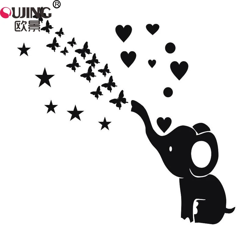 Мультяшный милый слон бабочки звезды Фреска для мальчиков и девочек детская