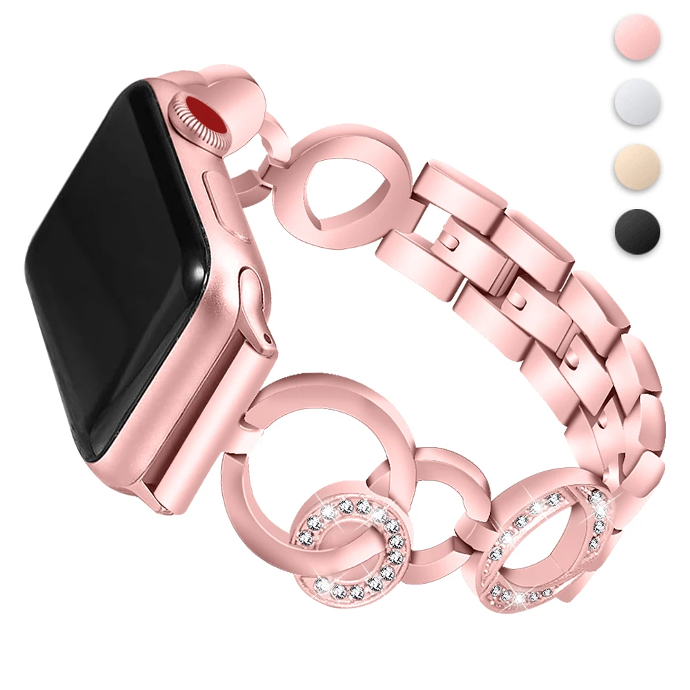 Joyozy женские часы с бриллиантами для apple watch Band 38 мм/42 мм/40 мм/44 мм ремешок из нержавеющей стали iwatch ремешок для часов аpple