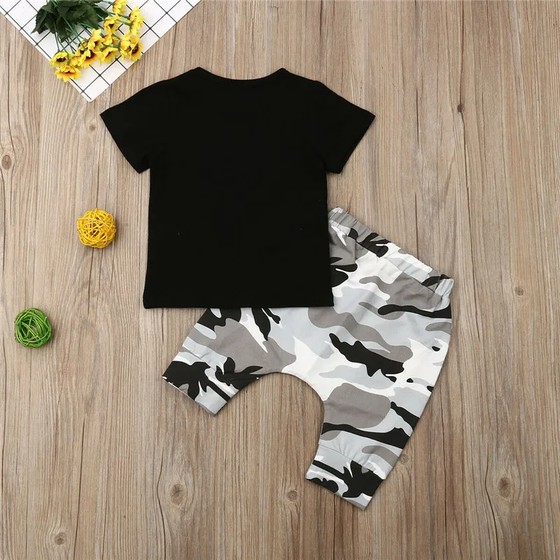 

Newborn Kids Baby Boys Tops T-shirt Camo Pants 2PCS Outfits Set Clothes 0-5Years