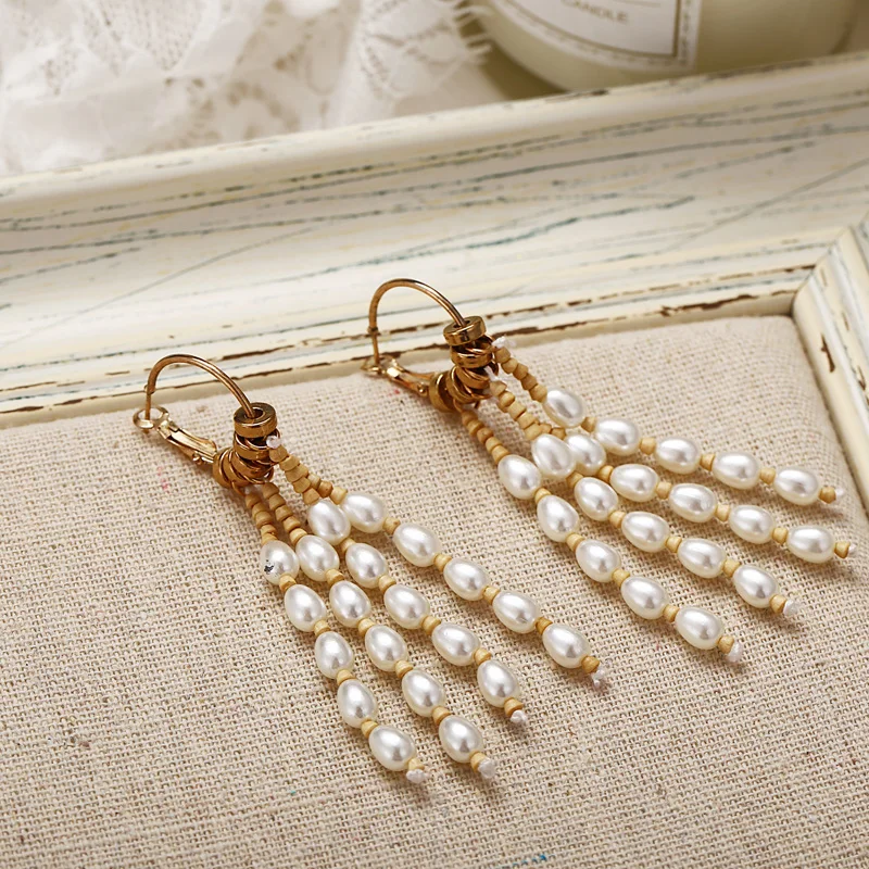 Серьги-подвески женские с натуральным длинным жемчугом | Украшения и аксессуары