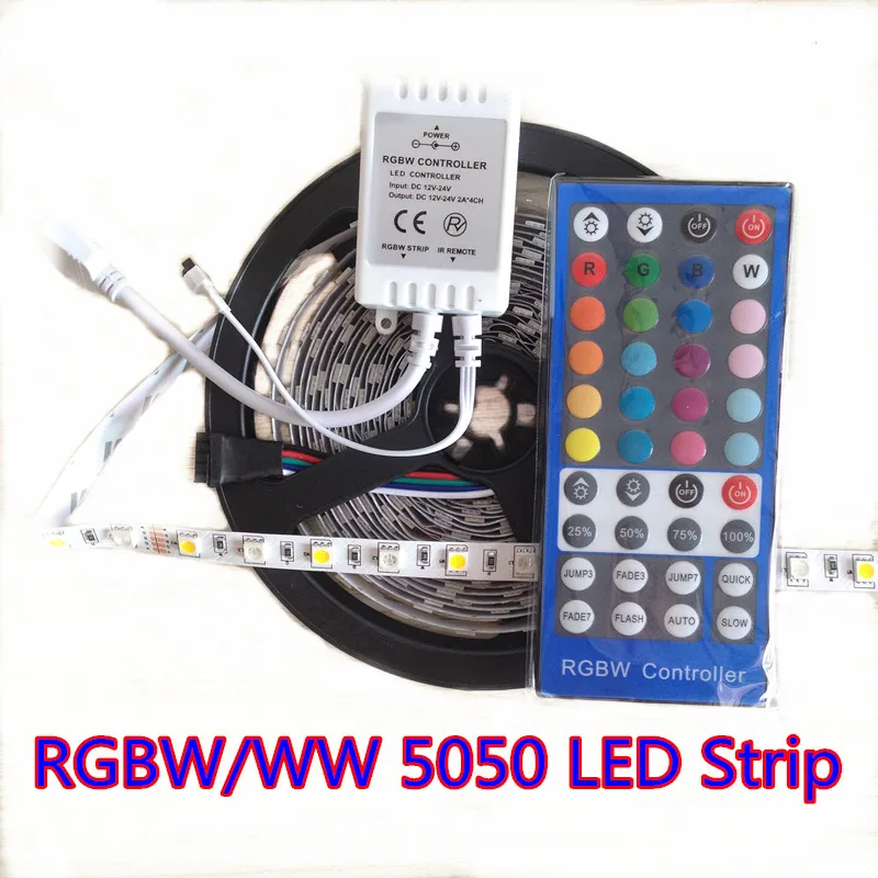 

Светодиодная лента RGBW 5050 SMD, водонепроницаемая, 12 В/24 В, RGB, 5 м, 300 светодиодов, гибкая + белая Диодная лента + ИК-пульт дистанционного управлени...