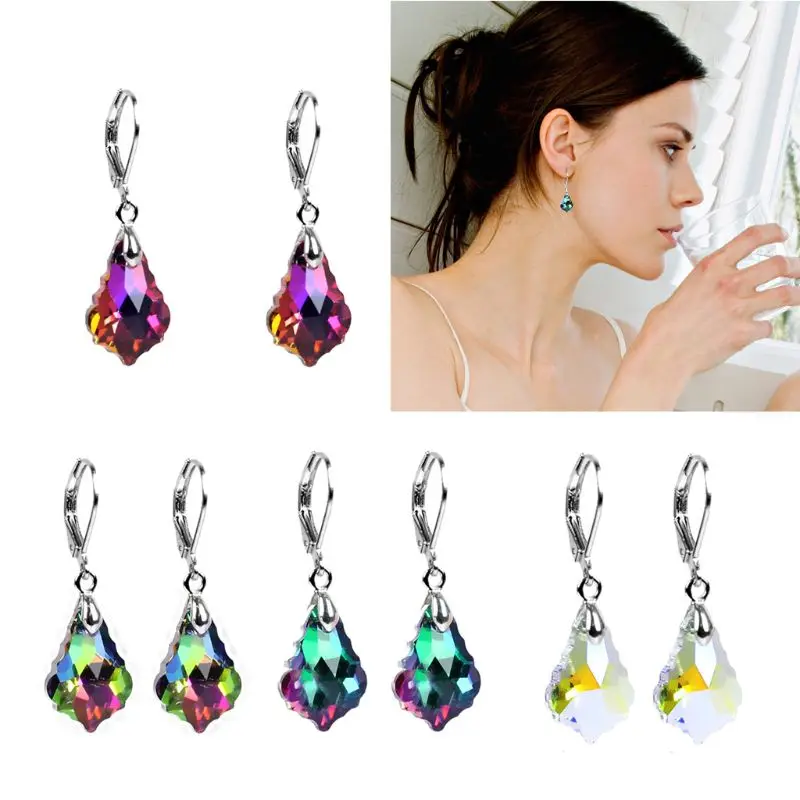 Aurora Crystal Baroque Teardrop Leverback Dangle Hook Earrings Fashion Jewelry | Украшения и аксессуары