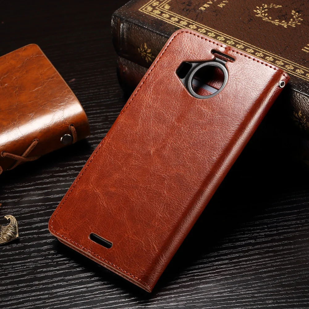 Роскошный кожаный чехол-кошелек в стиле ретро для Microsoft Nokia Lumia 950 XL с двумя