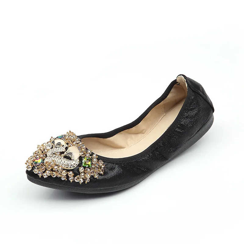 2018 Brand Women Pointed Toe Flats Loafers Fashion Ballet Flats Ladies Lolita Flat Shoes Black Silver Shoes For Women Size32-45