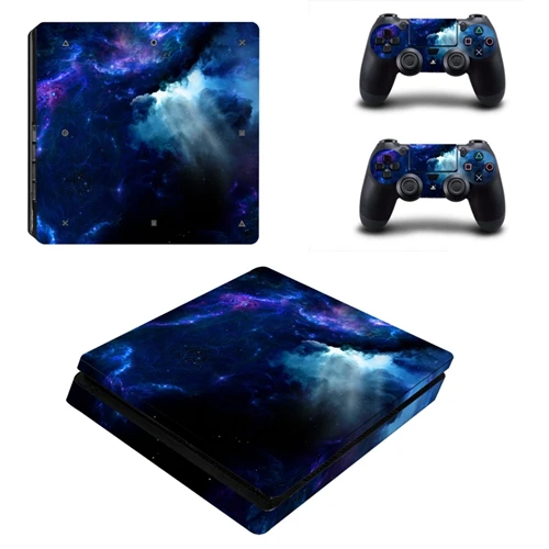 Красивый Космос планета Стиль кожи Стикеры чехол для Playstation 4 Slim PS4 тонкий консоль наклейки+ наклейки 2 контроллеры - Цвет: YSP4S1400