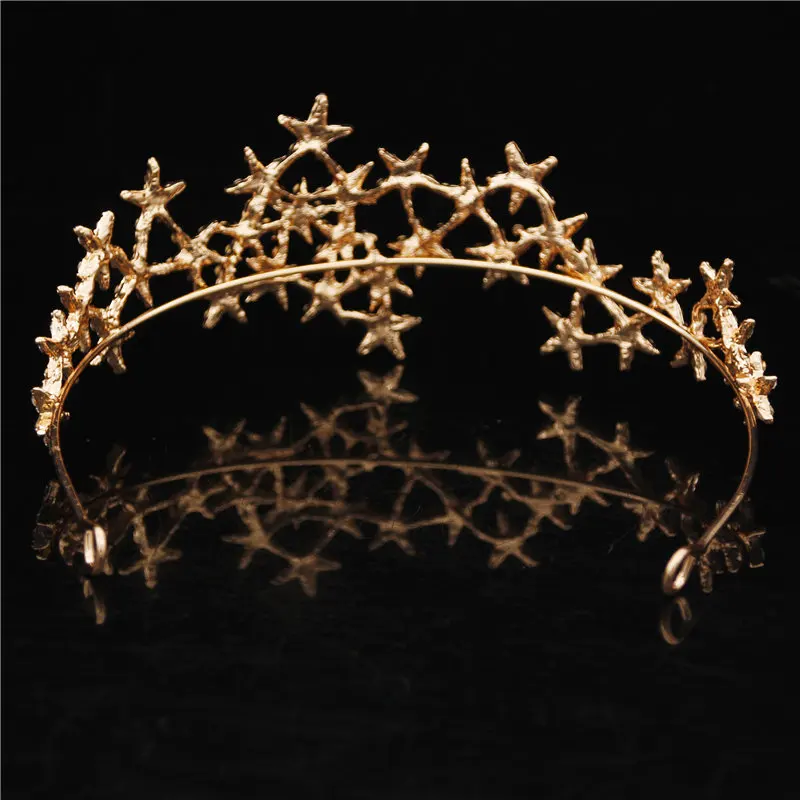 Luxury Crystal Star Hairbands Vintage Rhinestone Bridal Tiaras Crown Headband Wedding Hair Jewelry Women Head Ornaments