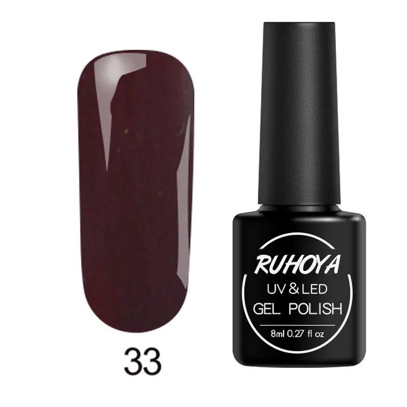 33 Ruhoya цветной УФ-светодиодный Гель-лак DIY для дизайна ногтей Полуперманентная эмаль замачиваемый УФ светодиодный чистый цвет Гель-лак для ногтей Lacuqer - Цвет: 33