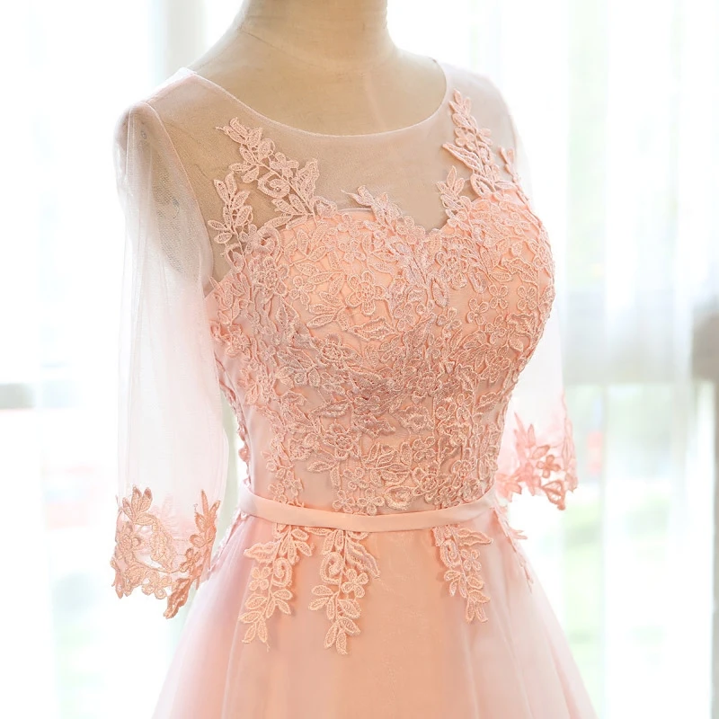 Robe de soiree прозрачное кружевное длинное вечернее платье трапециевидной формы с глубоким вырезом и коротким рукавом, платье для выпускного вечера