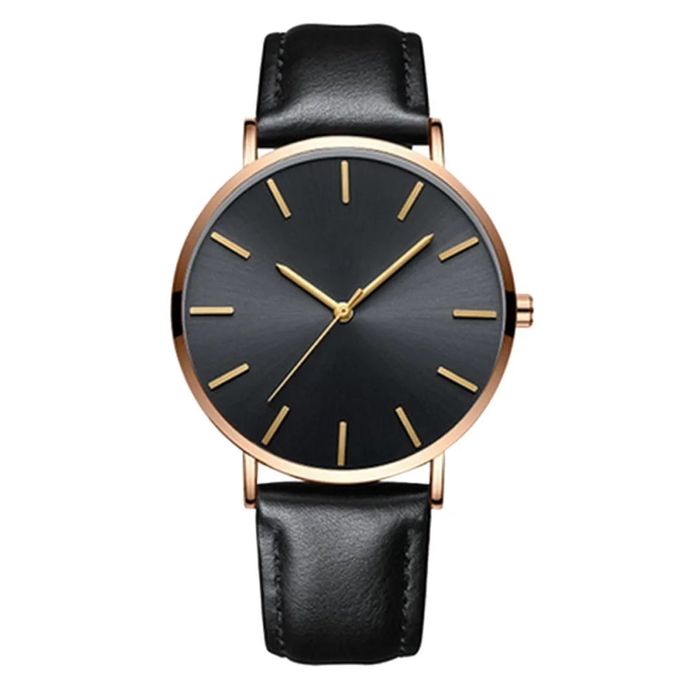 Мужские и женские часы ультратонкие кожаные роскошные повседневные кварцевые