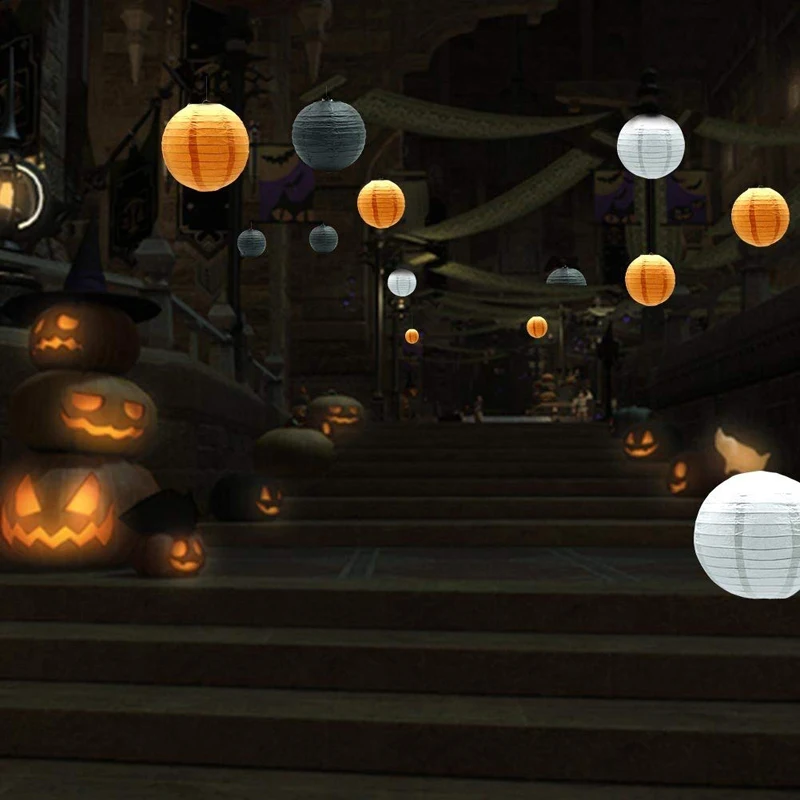 9 шт. оранжевые белые черные бумажные китайские фонари lanterne papier lampion свадьба