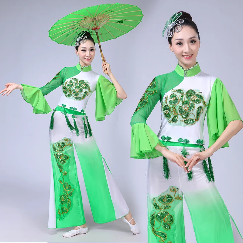 

Зеленый старинный китайский костюм ханьфу, одежда для выступлений на сцене, народное платье ханьфу, Женский сценический костюм, китайские т...