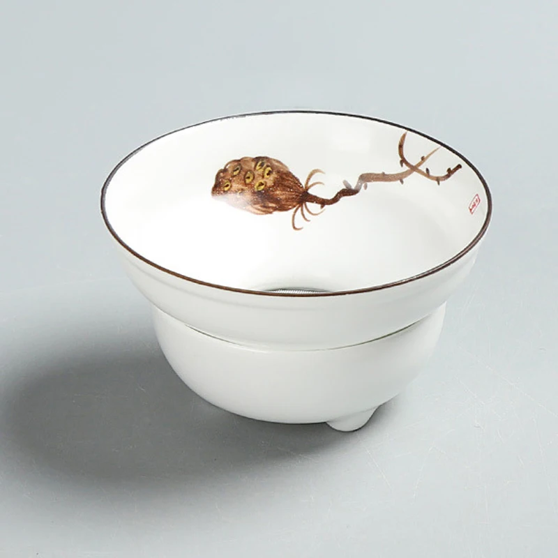 Набор чайных фильтров, керамическая фарфоровая печь, ручная роспись, Орхидея лотоса, чайная церемония, китайский чай кунг-фу, аксессуары, ситечко для чая, утечка