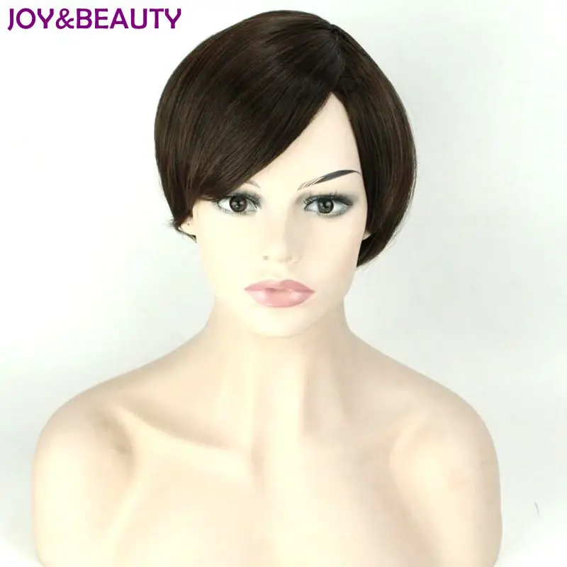 JOY &amp BEAUTY черный коричневый микс синтетический парик короткий прямой Высокая