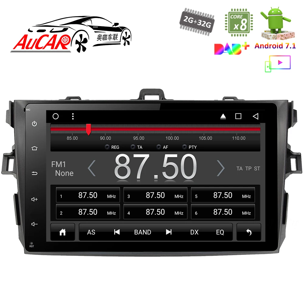 9 дюймовая GPS-навигационная система Android 7 1 для Toyota Corolla 2007 - 2011 Автомобильный DVD