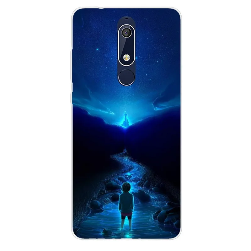 XK-05 Для Nokia 1 2 2,1 3 3,1 4,2 5 5,1 6 6,1 7 7,1 плюс 2018X5X6 Чехол для телефона с рисунком "Звездное небо" Луна картина мягкий чехол Fundas Capa - Цвет: XK-05