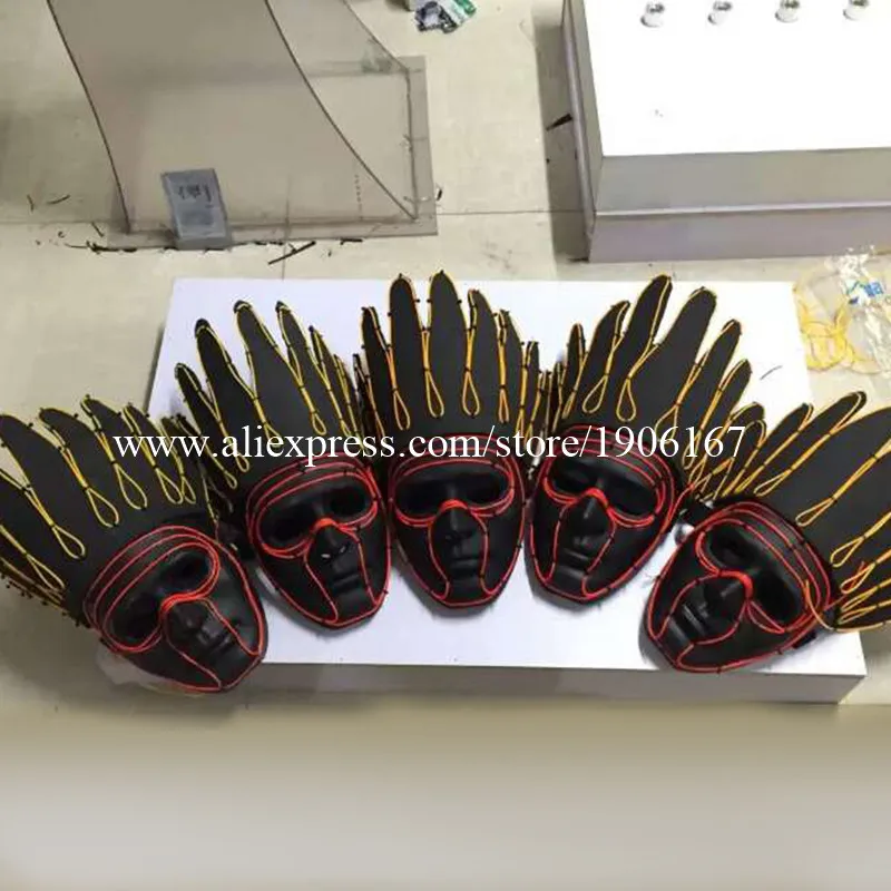 Желто красная светодиодная светящаяся Индийская маска для головы из