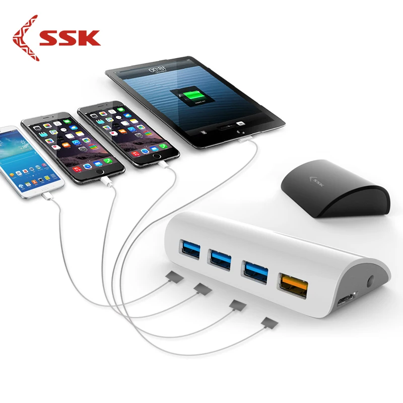 А SSK четыре порта USB3.0 концентратор перезаряжаемый деконцентратор компьютер