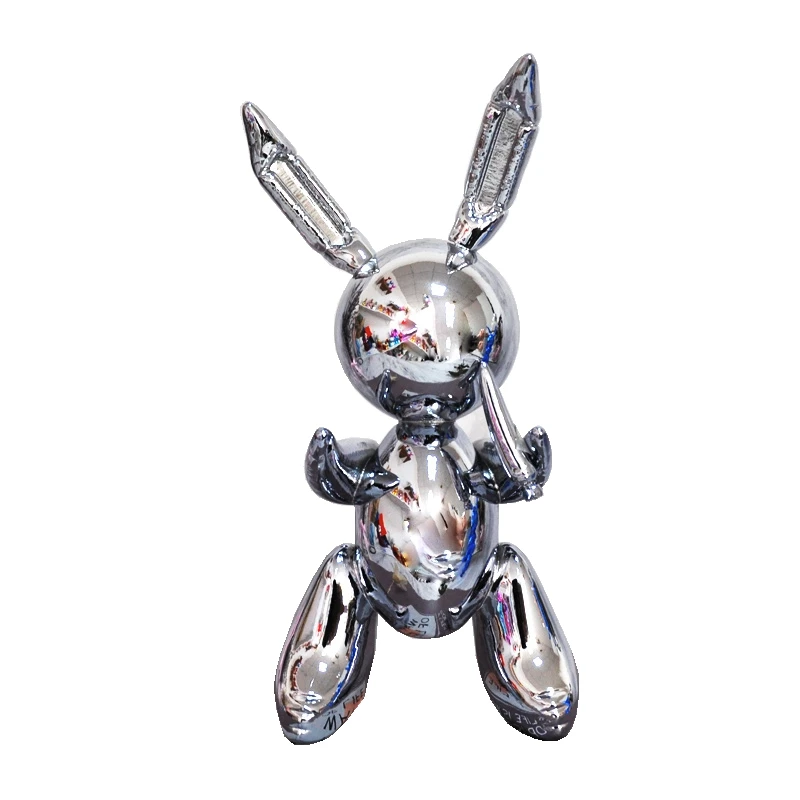 Silver Gray Jeff Koons Кролик Милые Животные Смола скульптура свадебный декоративный шар Кролик дом в скандинавском стиле украшения Аксессуары декор для дома - Цвет: Silver Gray