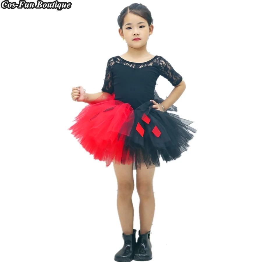 Черная и красная балетная юбка пачка для девочек Харли Куинн популярная детская