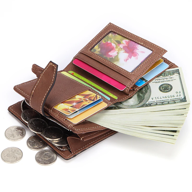 2019 натуральная кожа Женский кошелек на молнии с пряжкой маленький Walet Portomonee для