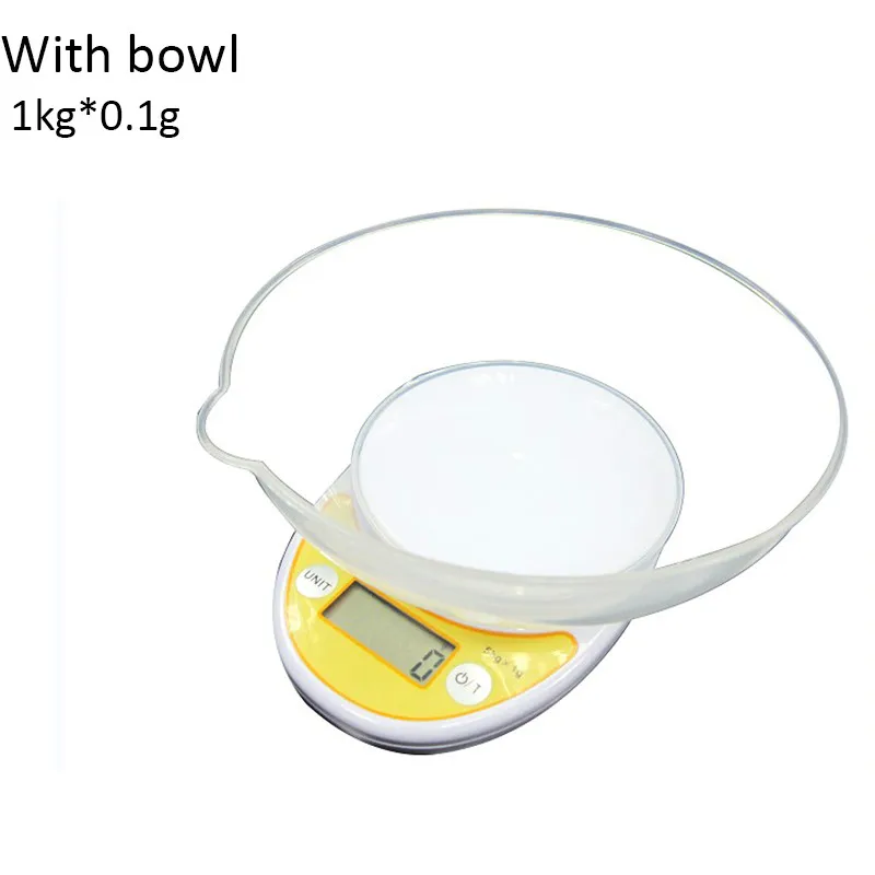 1kg with bowl 1 шт. 1 кг/0,1 г 5 кг/1 г портативные цифровые весы светодиодный электронные кухонные весы высокой точности цифровые весы для еды весы - Цвет: 1kg with bowl