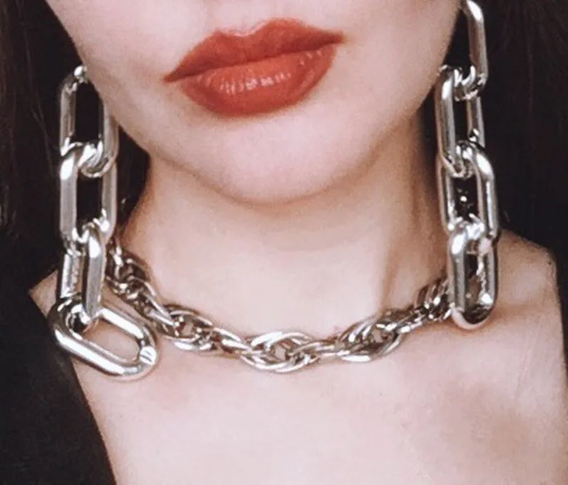 

FishSheep Statement Big Acrylic Long Chain Drop Earrings Rock Punk Gold Za Big Metal Color Dangle Earrings 2019 Women Jewelry