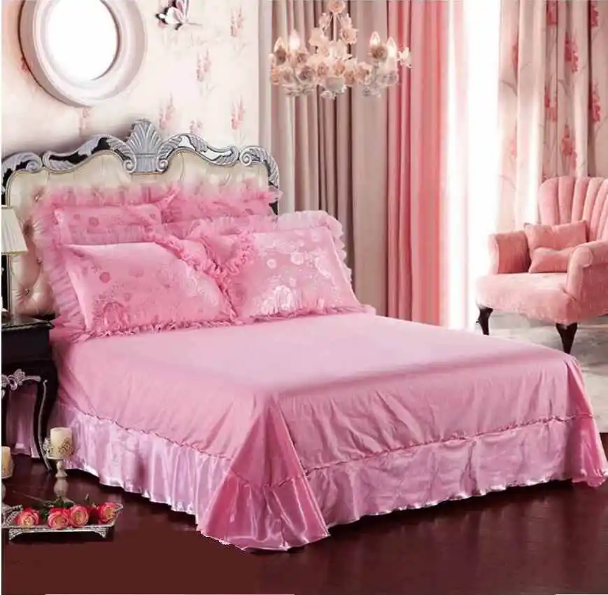 4/6/8 шт. Роскошный розовый свадебный кружевной жаккардовый хлопковый комплект