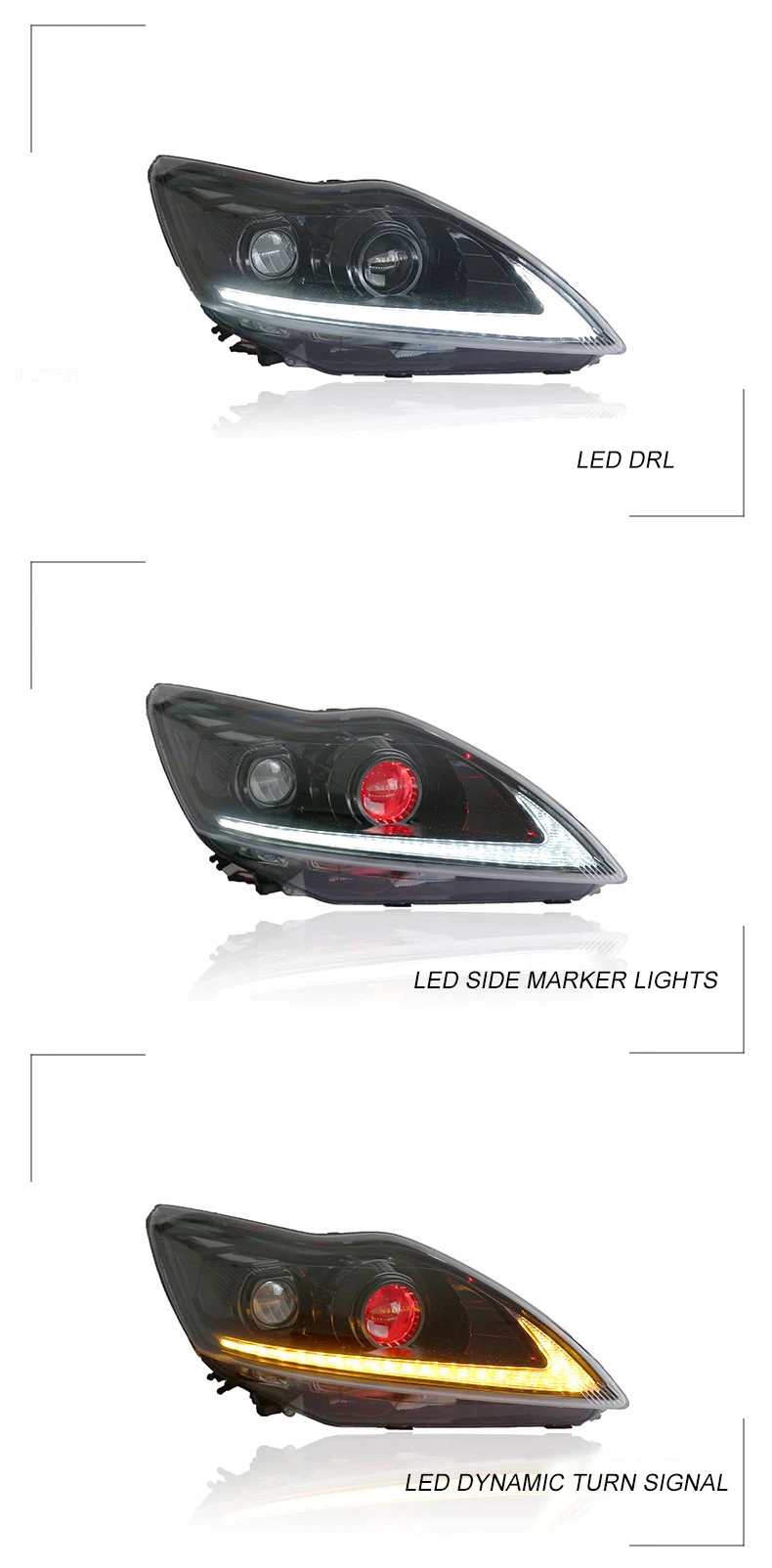 Автомобильный стайлинг фары чехол для Ford Focus 2009-2013 Bi-Xenon Ford Focus фары DRL Линзы Двойной Луч би-ксенон HID